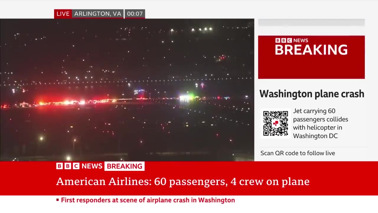 Passenger jet and US Army helicopter collide and crash in Washington DC | BBC News