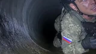 🐗 Russian soldier and a pig at a tunnel beneath Kupyansk.
