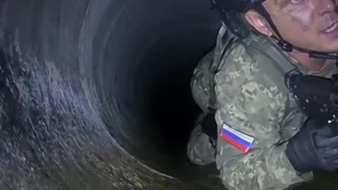 π Russian soldier and a pig at a tunnel beneath Kupyansk.