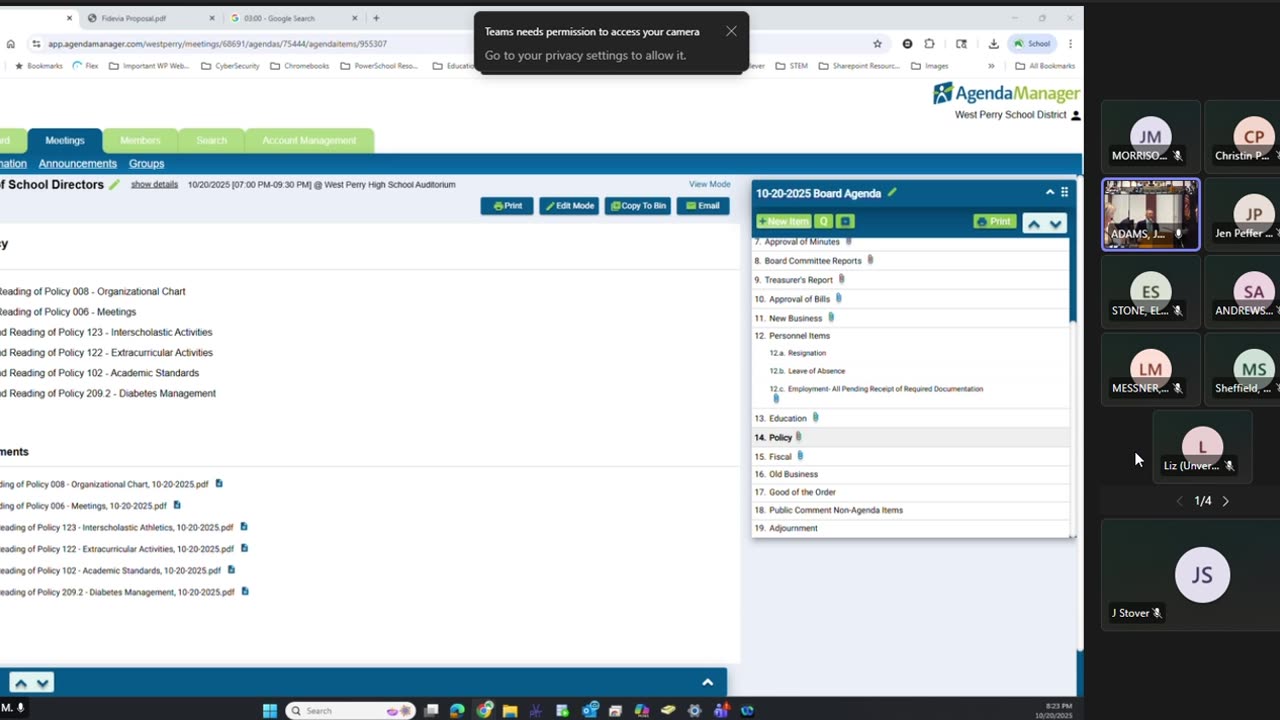 10-20-2025 West Perry SB Mtg