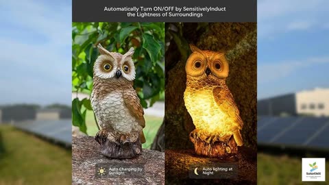 WONDHOME Solar Owl Garden Statues Outdoor Decor