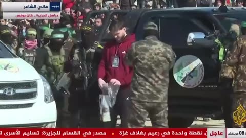 The three kidnapped as they exited Hamas vehicles