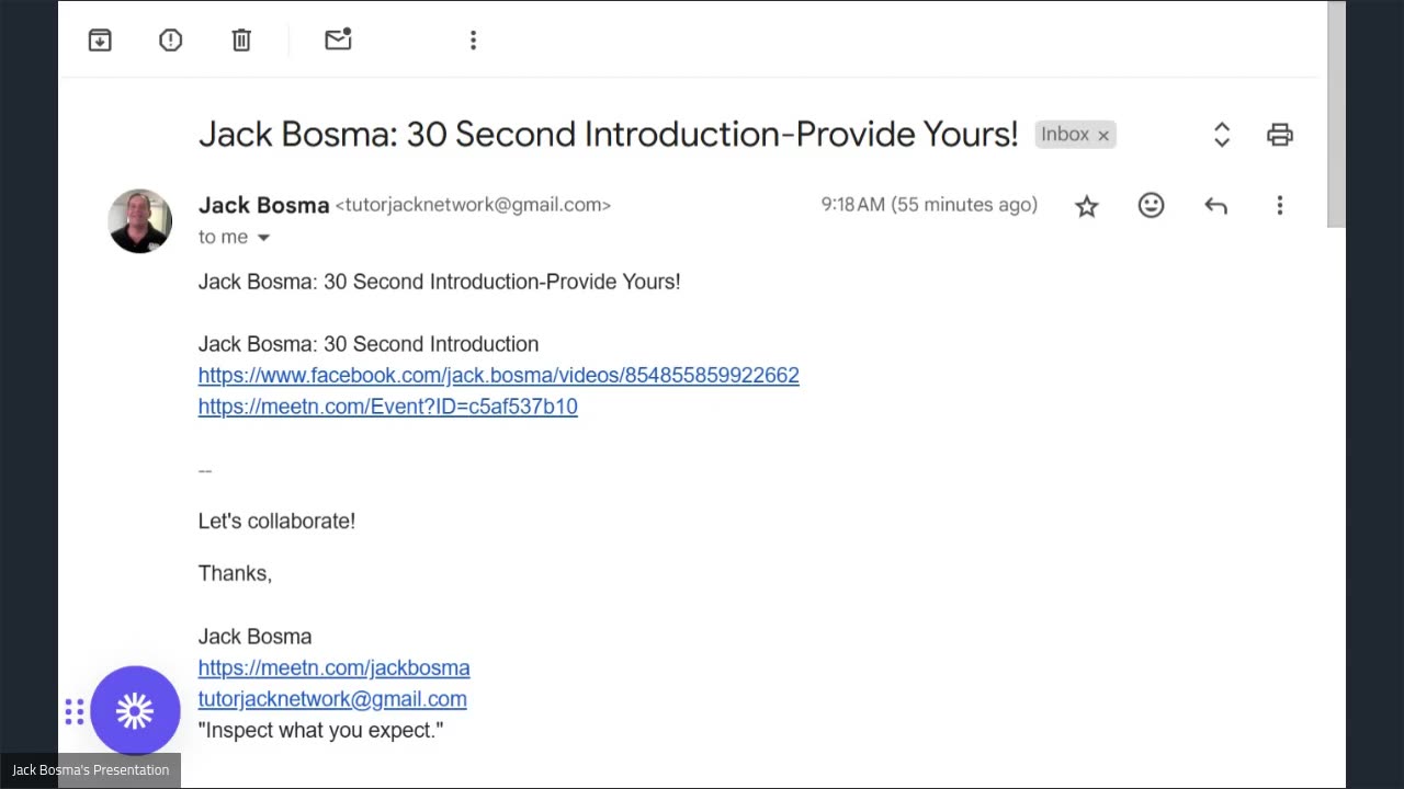 Jack Bosma: 30 Second Introduction-Provide Yours!