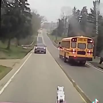 Semi-truck loses brakes while approaching stopped school bus