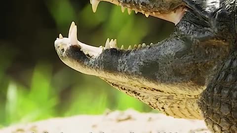 jaguar catches crocodile