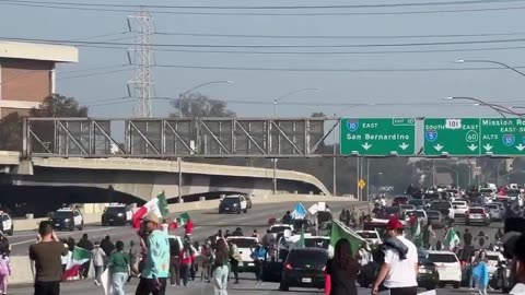 Los Angeles Police Standoff with Protesters March Against ICE Deportations