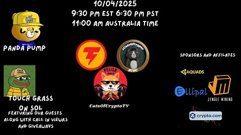 CatsOfCryptoTV Live with PandaPump & TouchGrass sponsored by #JingleMining