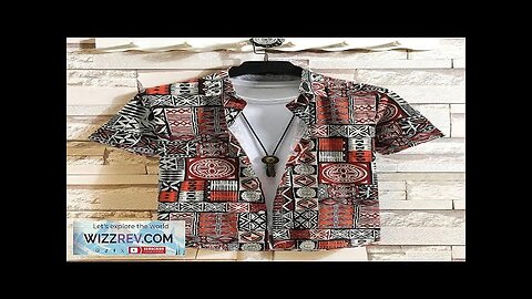 ChArmkpR Mens Shirt Ethnic Geometric Pattern Lapel Collar Short Sleeve Shirts Review