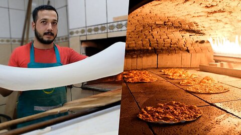 Crazy bakers making thousands of Turkish Pizzas! Pide, Lavash, Lahmacun Recipe - Turkish Street Food