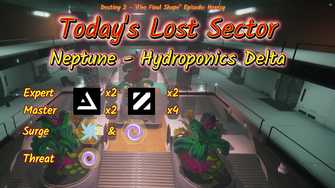 Destiny 2: 2-28-25 Hydroponics Delta is the Lost Sector. Arc/Void Surge.