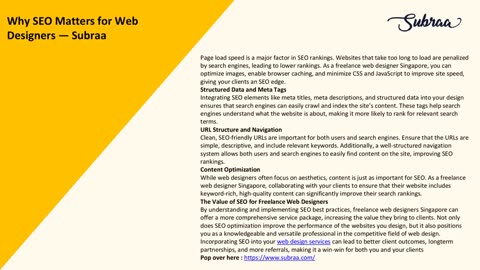Why SEO Matters for Web Designers — Subraa
