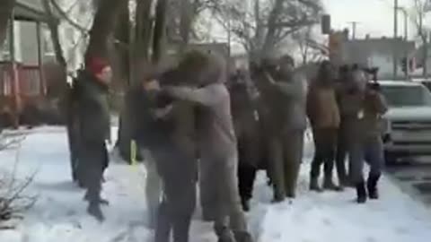 ICE Actor Shoots Orange Puff Gun At Another Actor During Fake ICE Raid. Trump Deportation Hoax