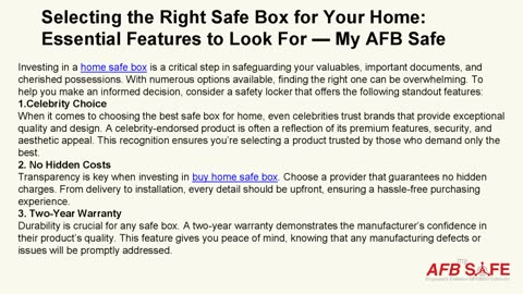 Selecting the Right Safe Box for Your Home: Essential Features to Look For — My AFB Safe