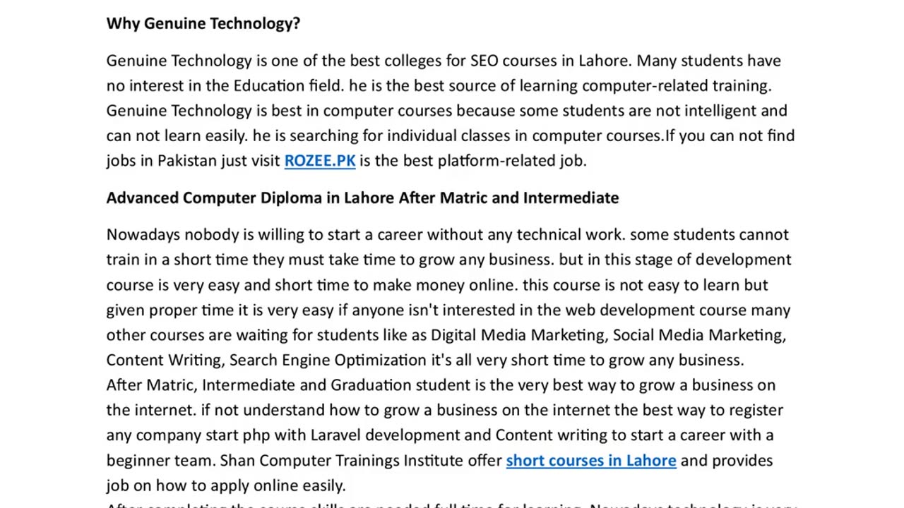 Genuine Technology of Computer College