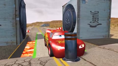 Flatbed Truck Mcqueen _ Transportation with Truck - Pothole vs Car