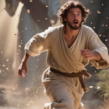 Young man Fleeing Naked.