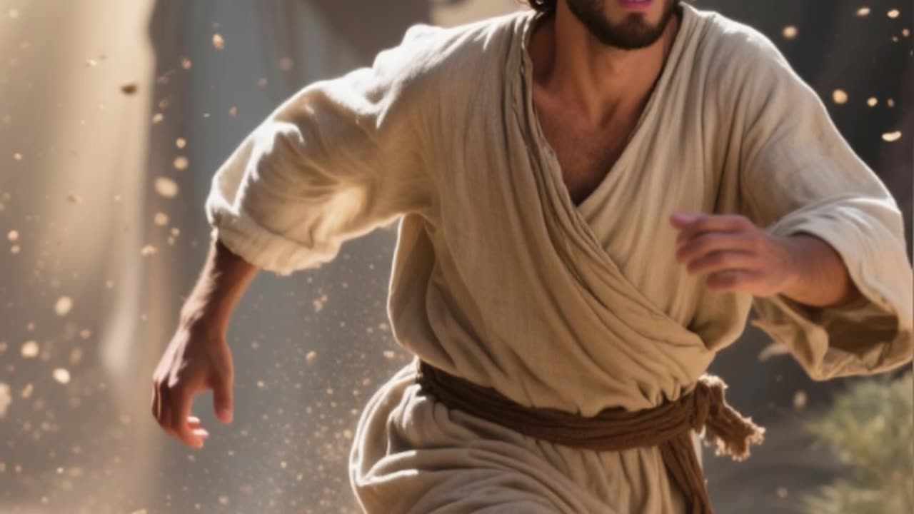 Young man Fleeing Naked.