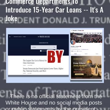 Fact Check: President Trump Did NOT Ask Departments To Introduce 15-Year Car Loans -- It's A Joke