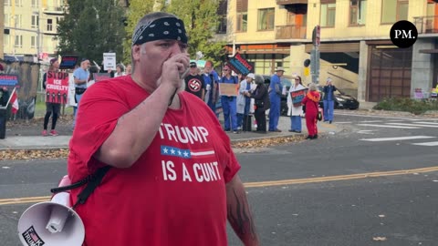 Deranged anti-ICE “protestor” in Portland rubs residue from DHS pepper balls on his gums