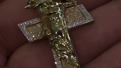 10K Gold & Natural Diamond Cross Pendant