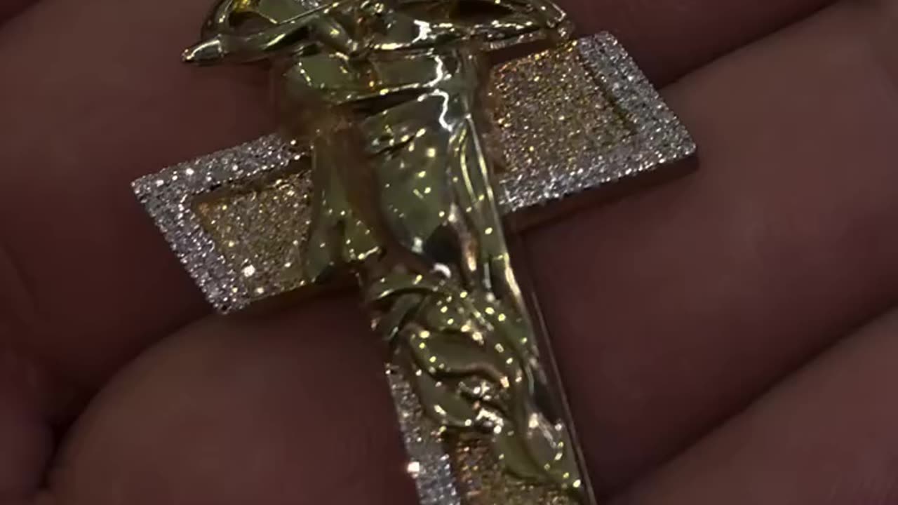 10K Gold & Natural Diamond Cross Pendant