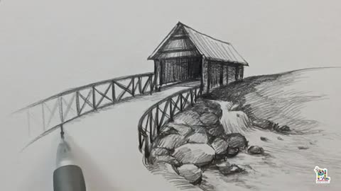 How to draw Bridge in Nature Art with Pencil