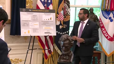 President Trump participates in a press conference with FBI Director Kash Patel