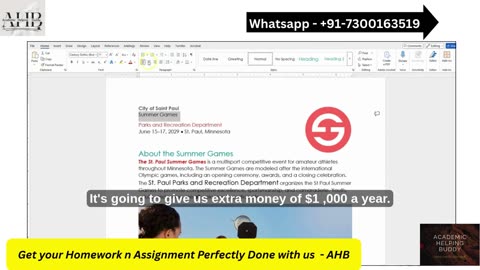 SAM Project A Word Module 03 Creating a Business Letter | St. Paul Parks and Recreation