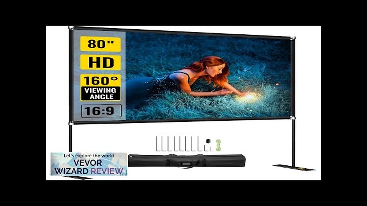 VEVOR Movie Screen with Stand 80inch Portable Projector Screen 16:9 4K HD Review