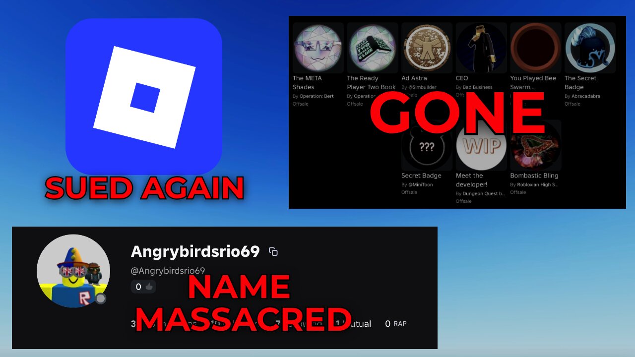 Roblox Sued More, Panic Resets Names & RP2 Items NOT Obtainable