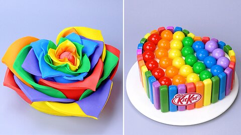 Best Rainbow Drip Cake Challenge #shorts #cake #satisfying #rainbow #virals