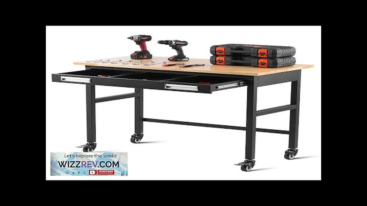 VEVOR 48" Workbench on Wheels Wood Top Work Table with Drawer Organizer Review