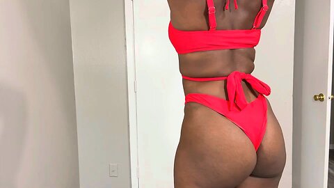 Slim thick ebony lingerie and bikini try on haul 4 set's