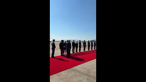 President Donald Trump lands in South Korea and is greeted with YMCA