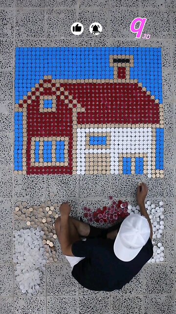 Believe it or not… this house is made of bottle caps! 😍 #3d #3dart #qamhani #shorts #HouseArt
