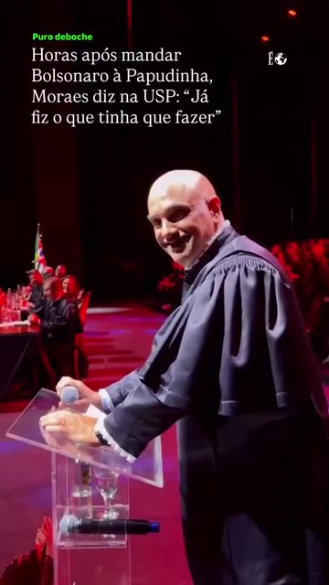 Nazista de Moraes se diverte, debocha e se gaba para o público da USP após enviar Bolsonaro para a Papudinha.