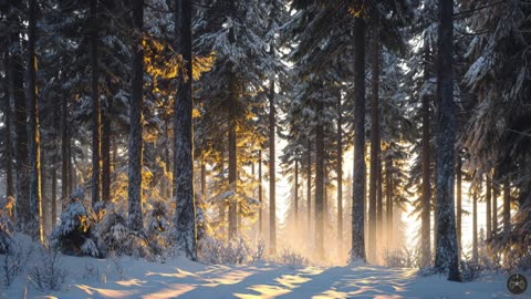 Winter Forest ASMR ❄️ Snow Falling, Cold Wind & Calm Bird Sounds