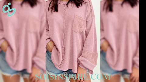 Exposed Seam Round Neck Long Sleeve Sweatshirt