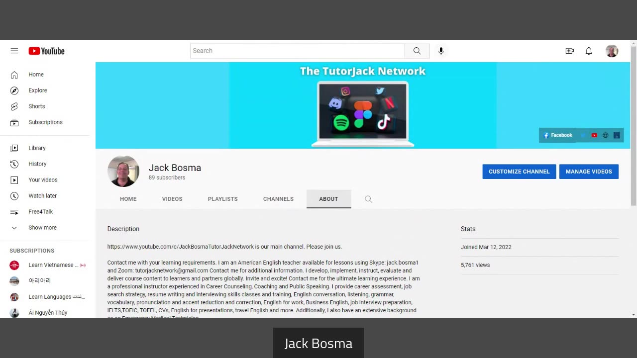 Jack Bosma: YouTuber