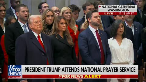 Pres. Trump & family and JD Vance at Wash Nat'l Cathedral prayer service