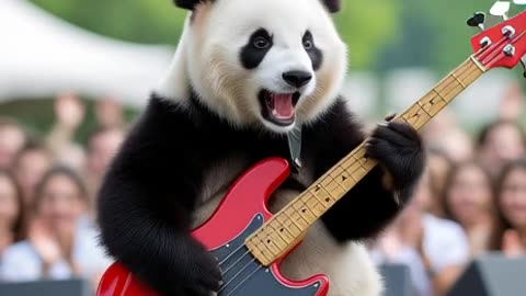 PANDA PLAYS BASS GUITAR