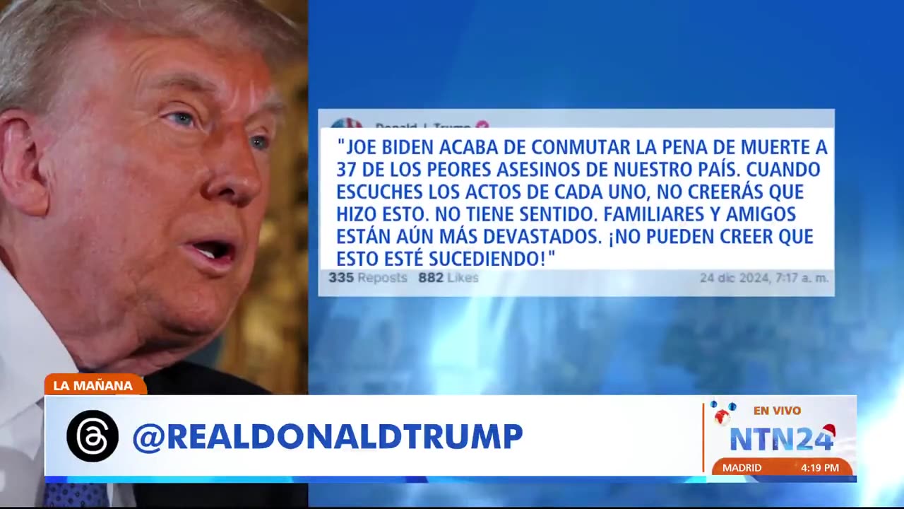 Trump criticó conmutación de 37 penas de muerte anunciada por Biden