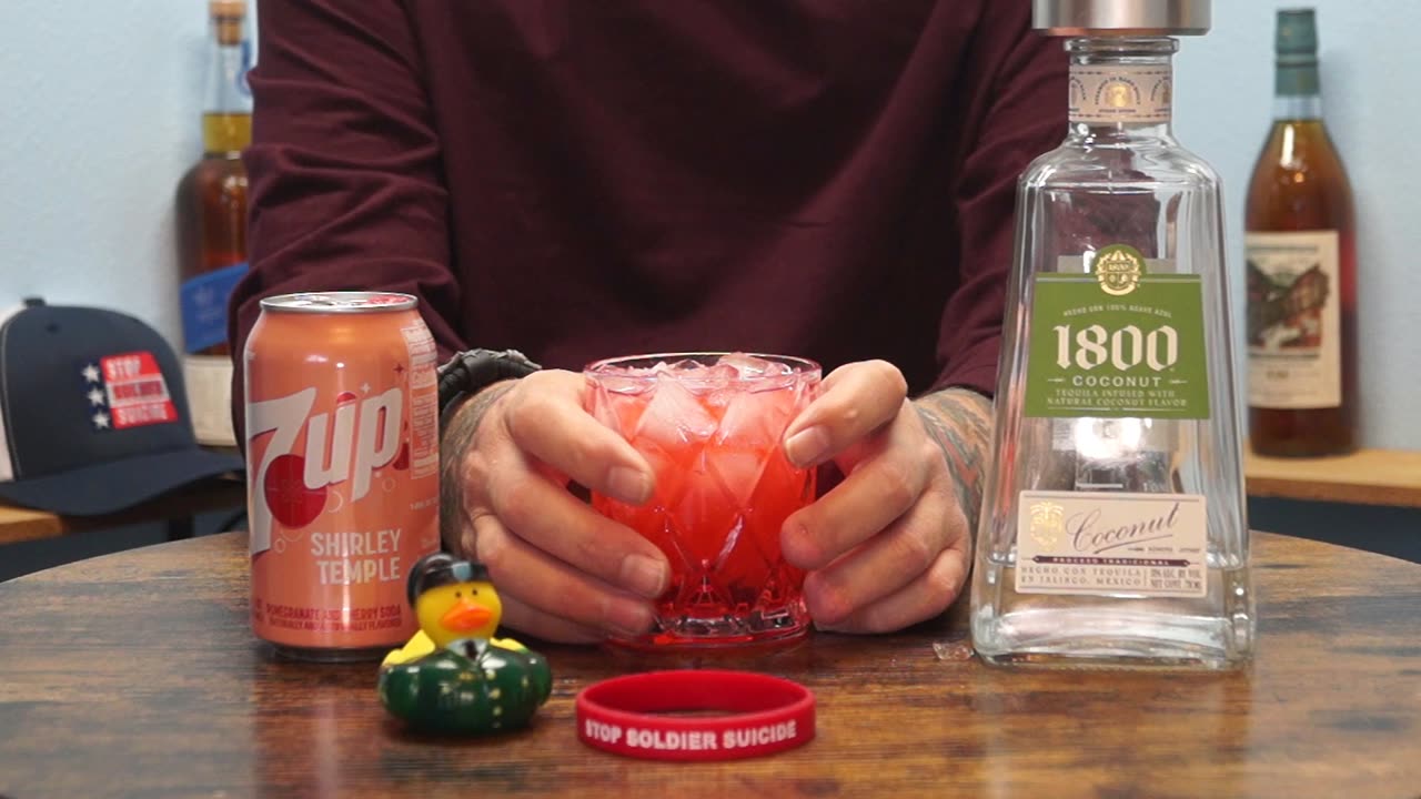 JC Daniels - 1800 Coconut Tequila & 7-Up Shirley Temple Pomegranate Cherry Soda