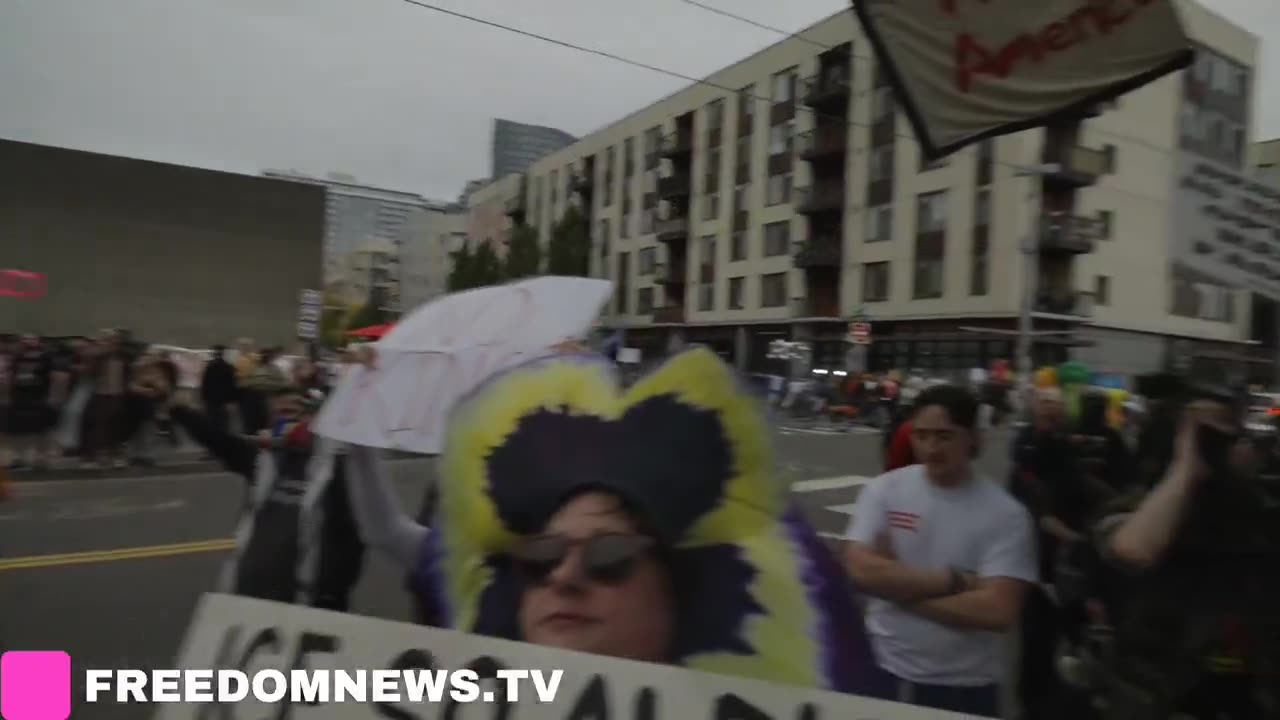 "Jump! JUMP!" and "F ICE!" Protesters chant at Federal agents outside Portland ICE