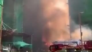 Frequent explosions and scaffolding fire at Hung Fuk Court in Tai Po district of Hong Kong, China,