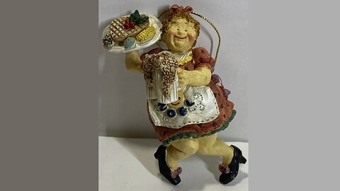 Old World Bar Maiden Beer Wench Fat Food Waitress 4" Solid Resin Christmas Ornament