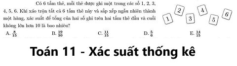 Korean CSAT: Có 6 tấm thẻ, mỗi thẻ được ghi một trong các số 1,2,3,4,5,6. Khi xáo trộn tất cả 6 tấm