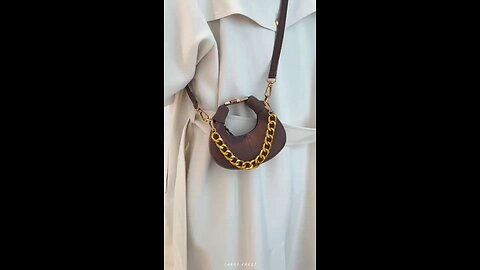 Trendy Mini Crescent Bag with Chunky Chain| Elegant Small Handbag with Gold Accent| Mini Handbag