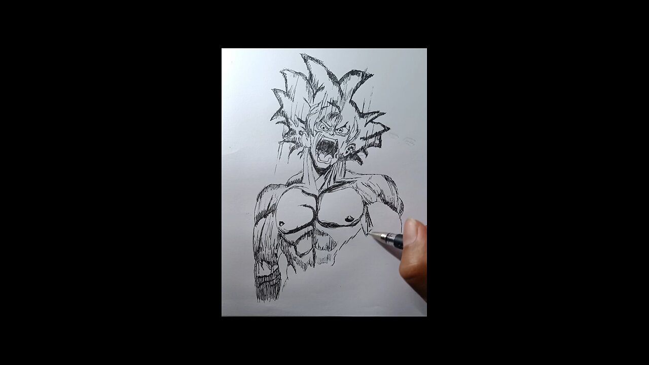 Drawing Goku with Just One Pen: Minimalist Art Challenge! 🖊️🔥