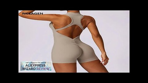 NCLAGEN Backless Yoga Jumpsuit Shorts Set Women Zipper GYM Siamese Sportswear Fitness Review